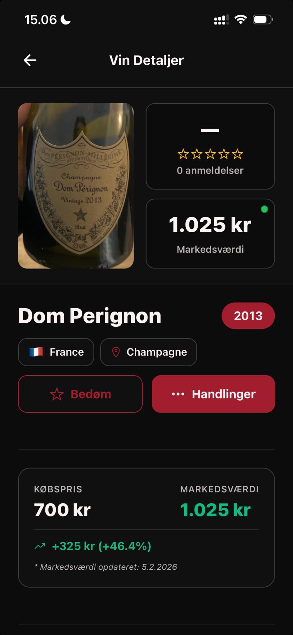 VINTO app – wine detail screen